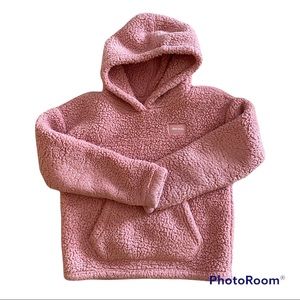 Abercrombie Kids Girls Fall Winter Sherpa Hooded Pullover Size 13/14 Pink